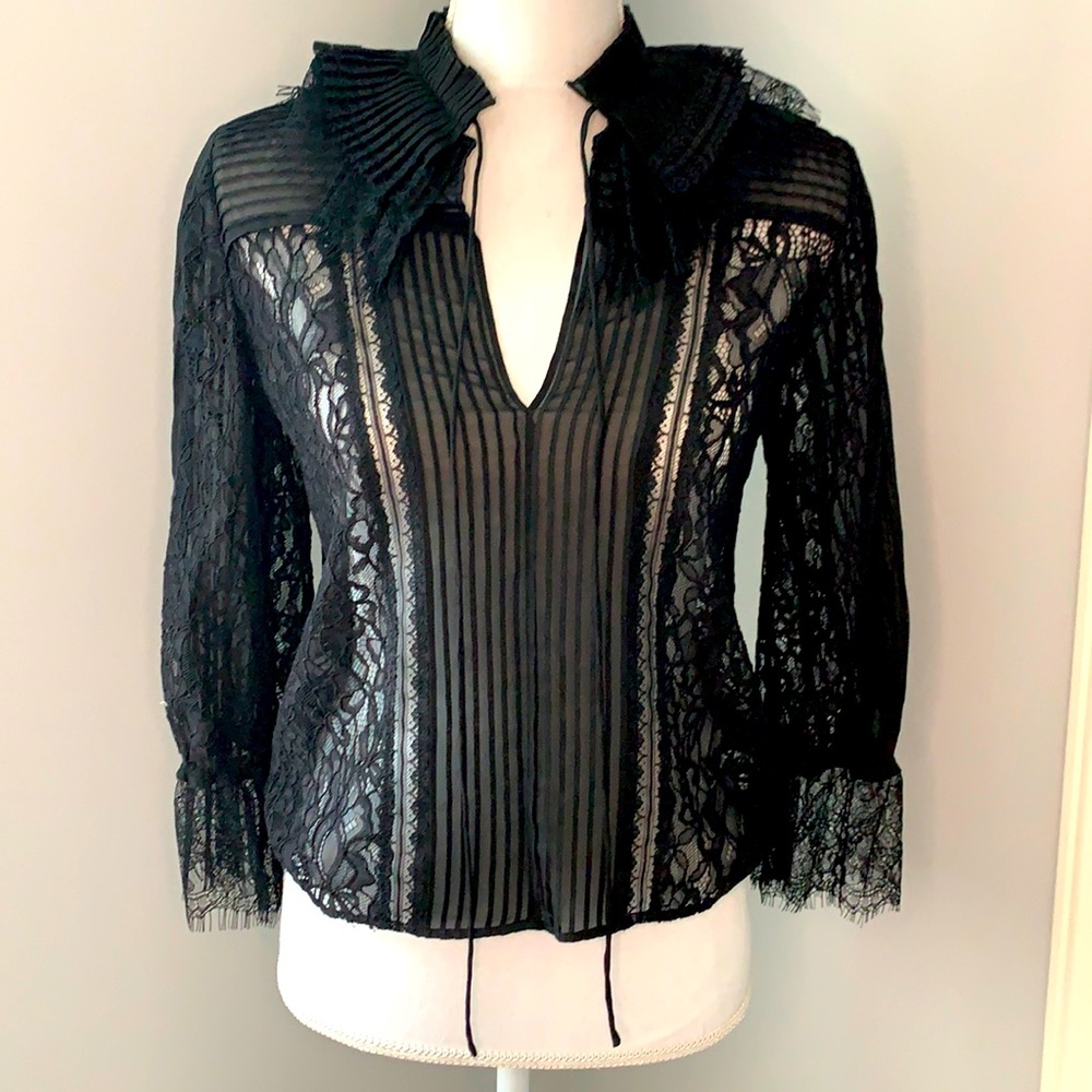 Alice + Olivia Black Lace Blouse